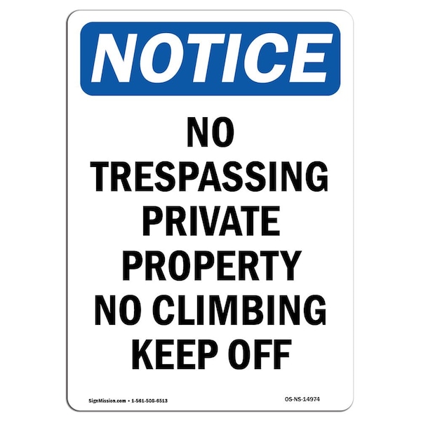 Sign, 5" H, 3.5" W, No Trespassing Private Property Sign, Portrait, NS-D-35-V-14974-10PK